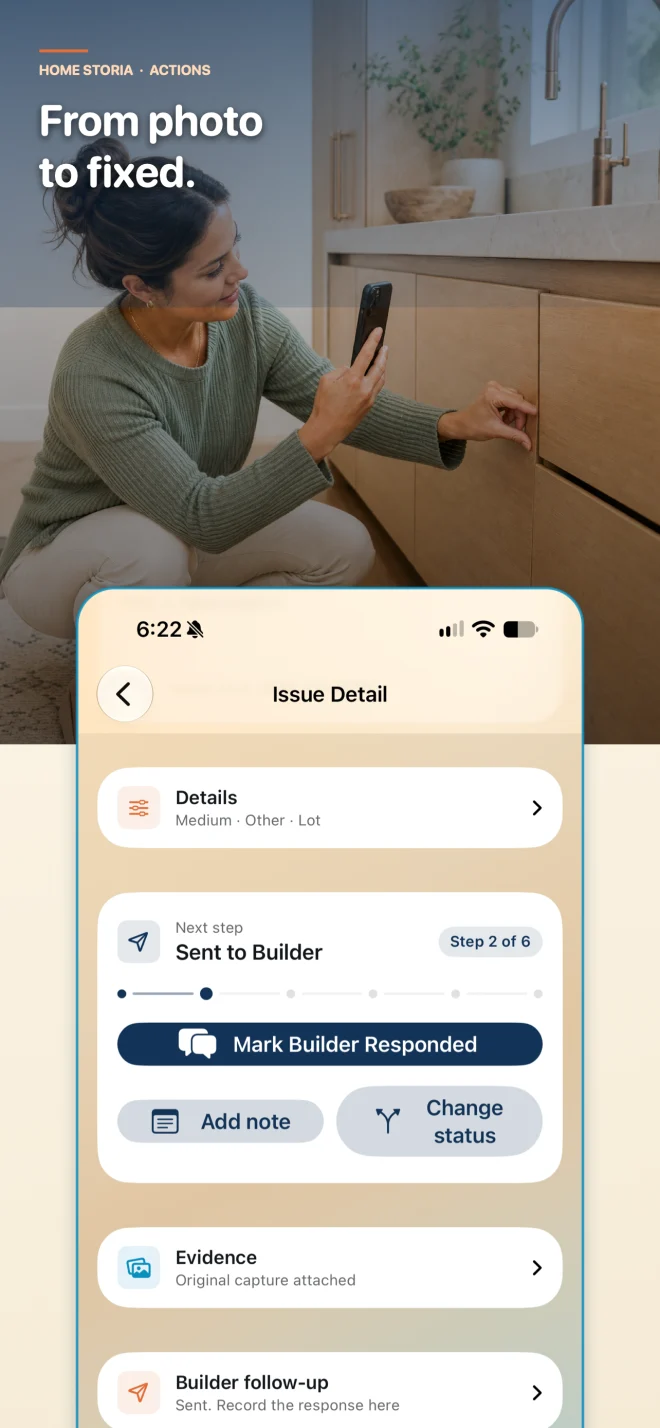 Home Storia issue workflow from photo to repair